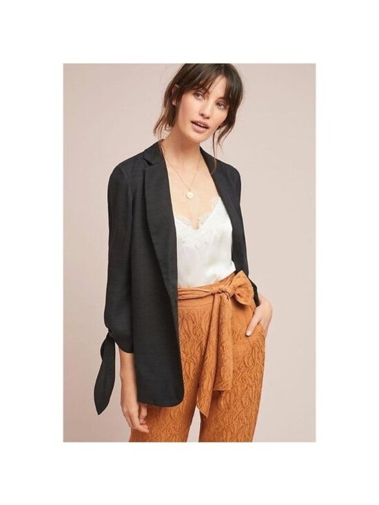 Cartonnier Jackets & Blazers - Cartonnier Black Tied-Sleeve Blazer